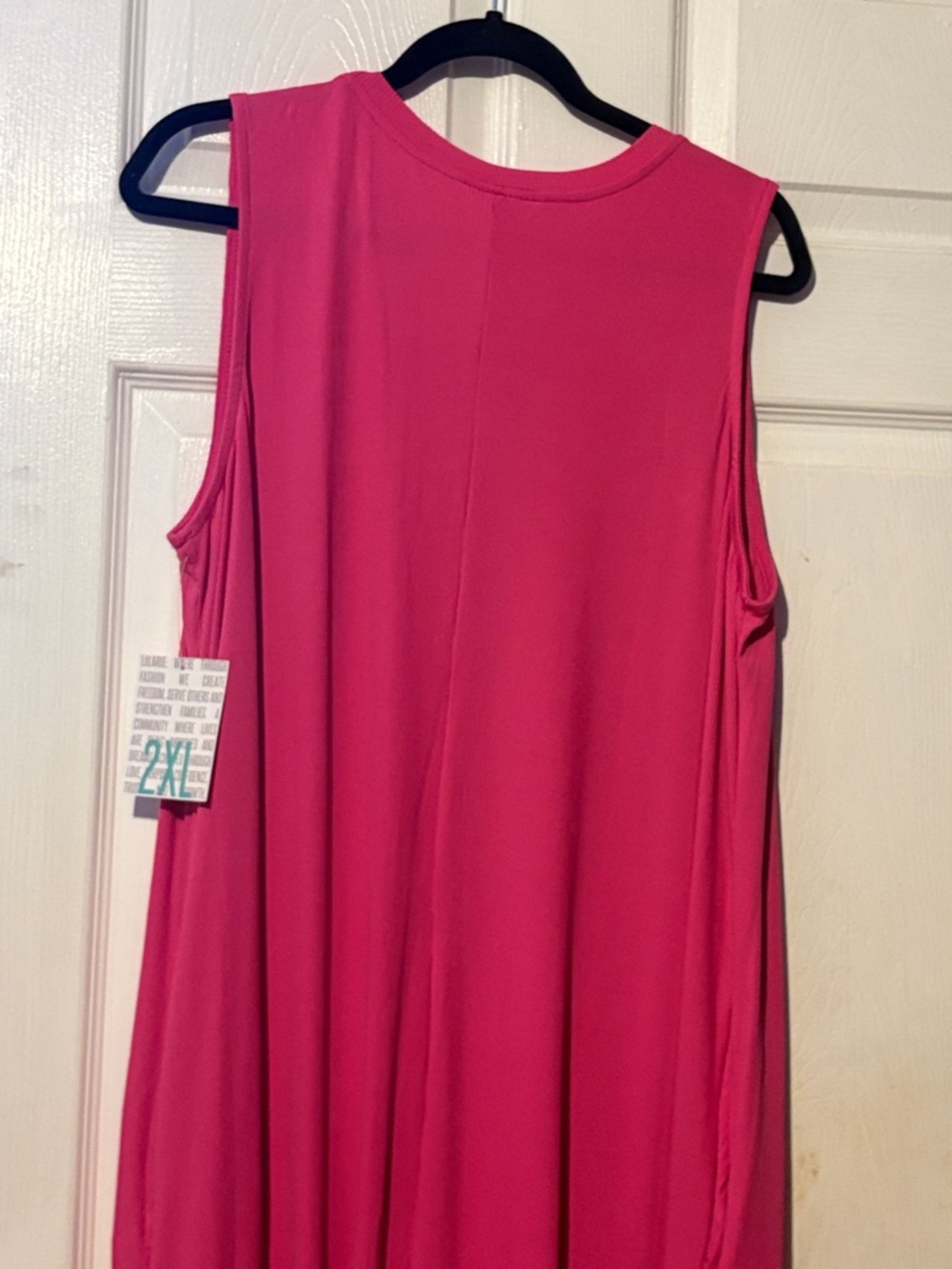 LuLaRoe Charlotte Bright Pink Sleeveless Shift Dress 2X - Picture 3 of 3